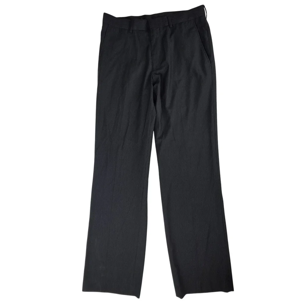 Billy London Black Pinstripe Dress Pants Straight Leg 32W 32L BL41 Mens
